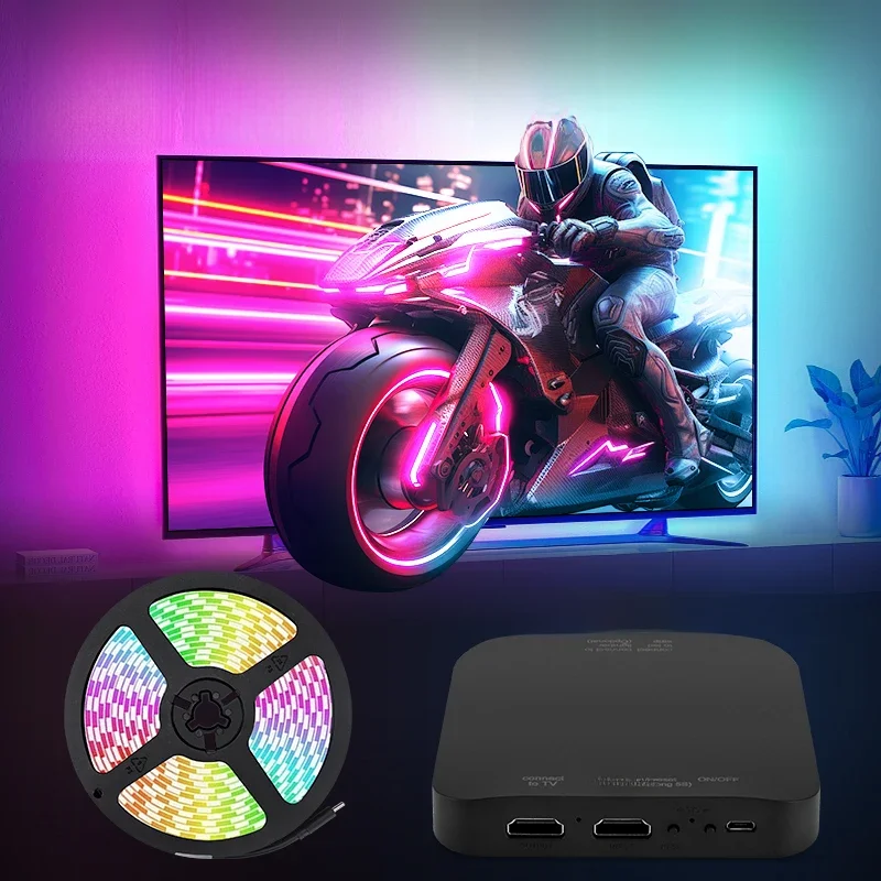 Color Real-Time Sync LED Light Strip For 40-85Inch TV Ambient Backlight HDMI-Compatible 2.0 Device Sync Box Light Kit For TV Box