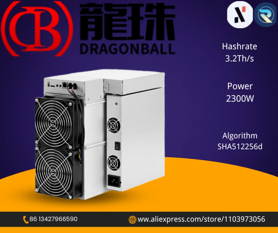 Modelo A11 de DragonBall Miner minería SHA 512256 Algoritmo d con hashrate máximo de 3,2Th/s para un consumo de energía de 2300W.