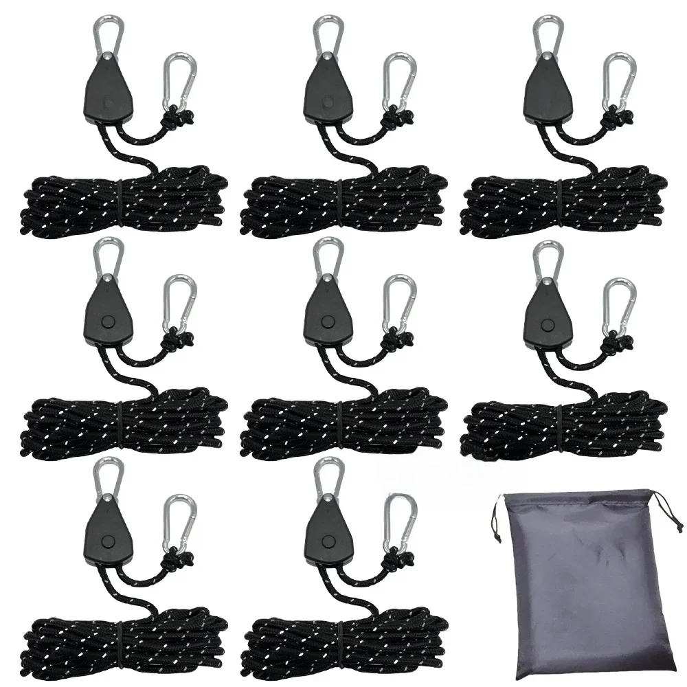 8 Stuks 4M Camping Touw Tent Verstelbare Touw Sluiting Vaste Gesp Katrol Spanner Ratel Hangers Lichten Camping Luifel Wind touw - afbeelding 2