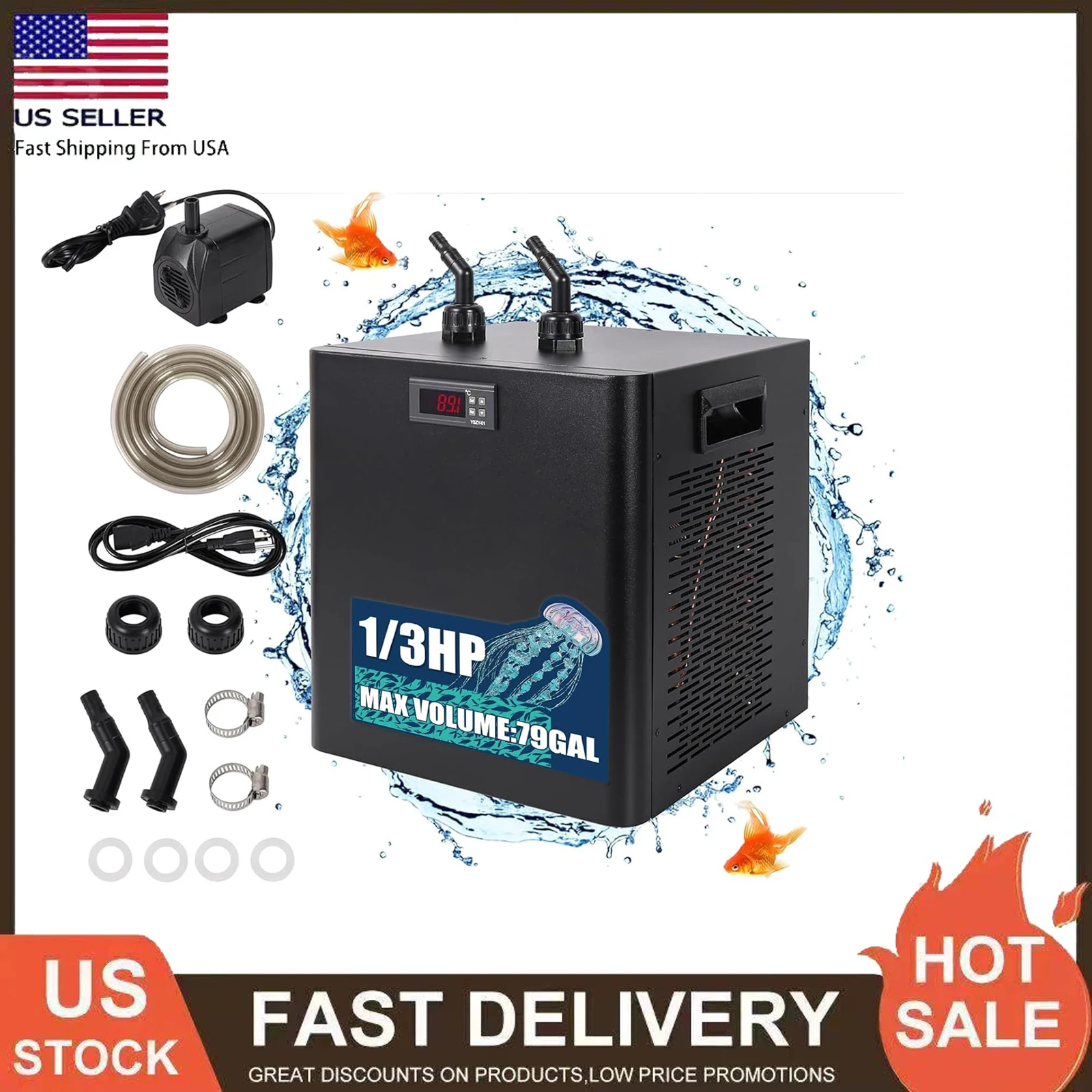 Aquarium Fish Cold Water - Aquarium Chiller 79 gal 1/3 HP