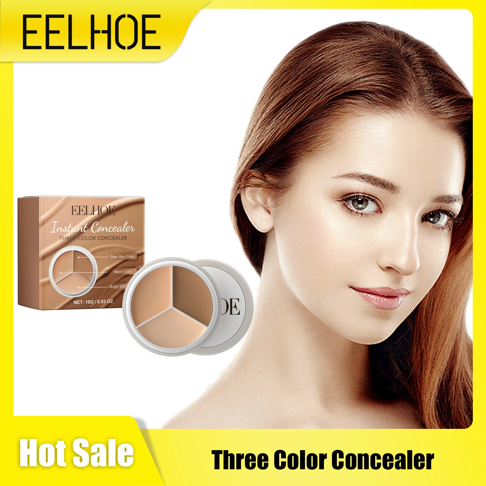 Three Color Contour Concealer Palette Full Coverage Dark Circles Long Lasting Waterproof Foundation Pores Covering Makeup Base