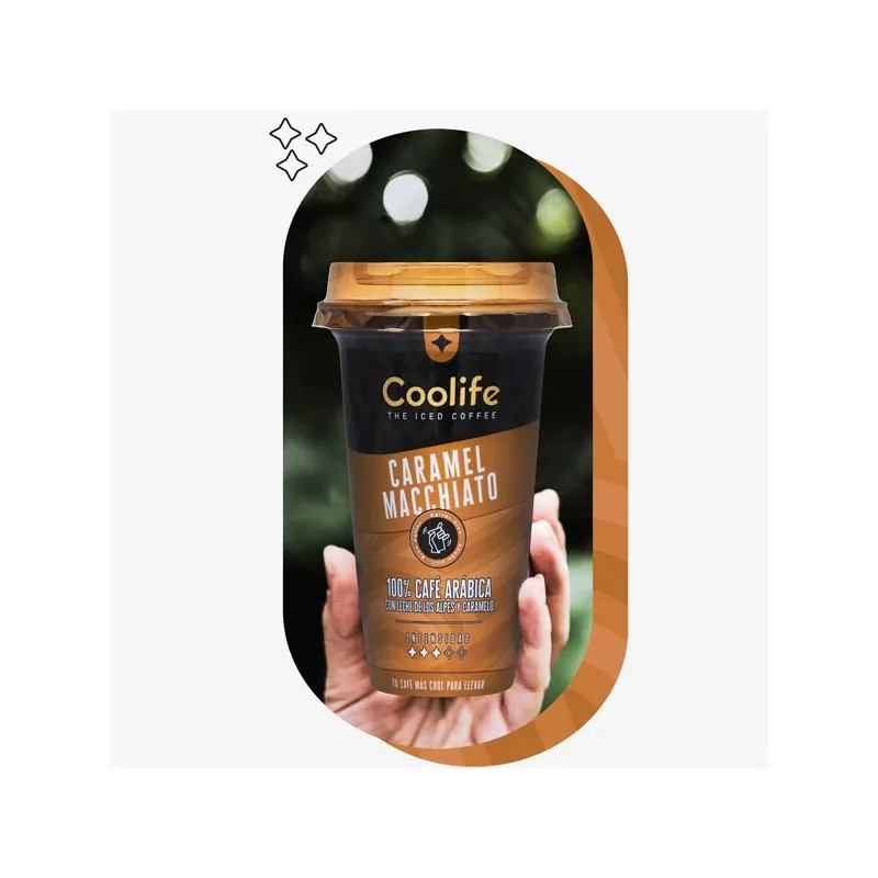 Cold coffees Coolife Caramel Macchiato-cold coffee to take away and drink at any time thanks to its container-Pack of 10 units with 230ml-a new Arabica 100% coffee with Caramel