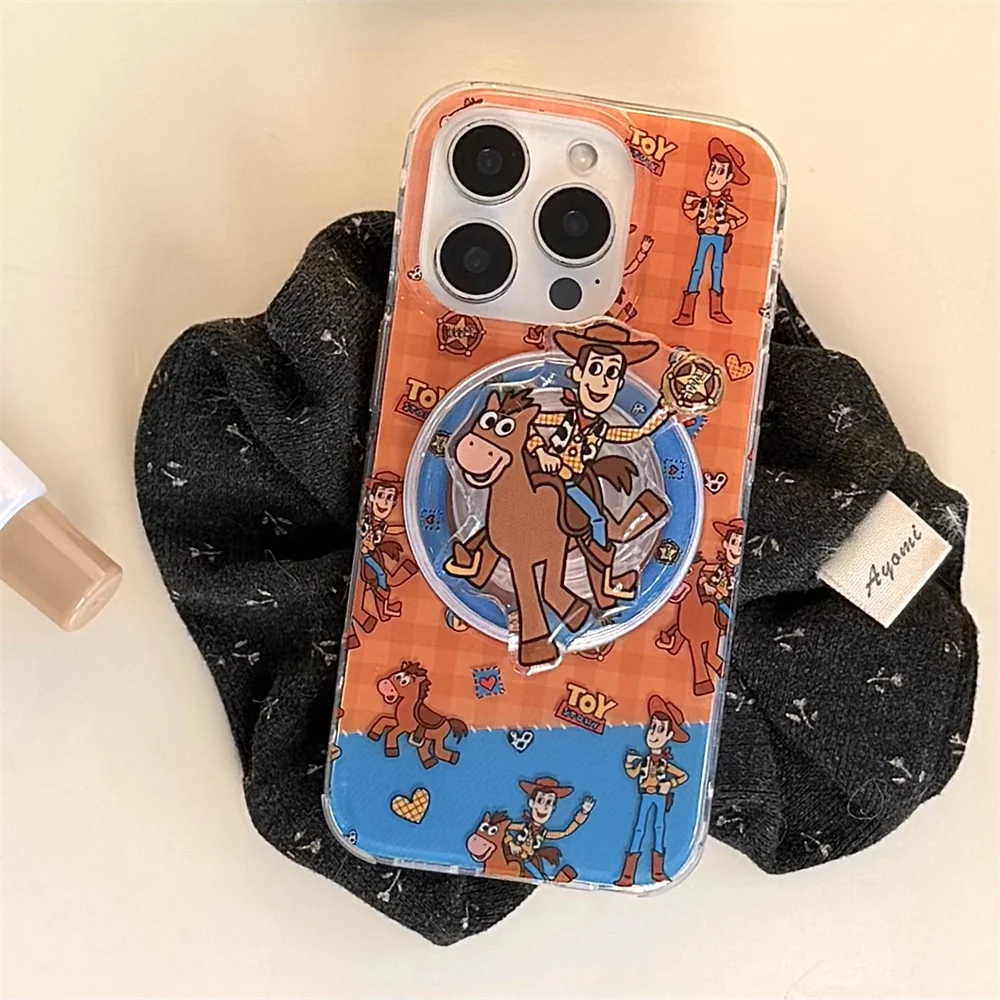 

Love Fro Magnetic Bracket Grid Pattern Woody Hearts Suitable for iPhone 17 Pro Max 14 15 16 13 Pro Max Pro Pro Protective Cover