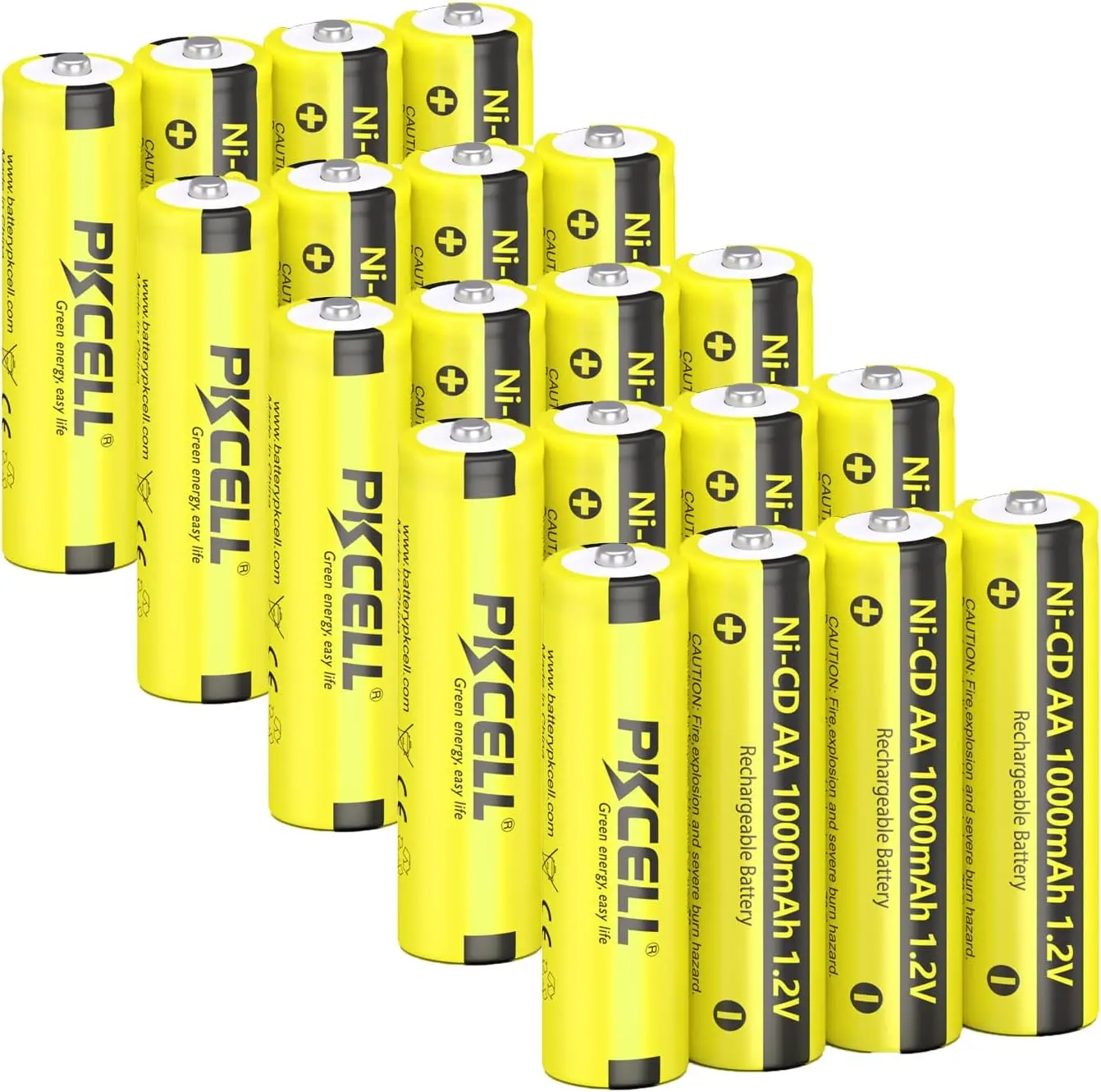 

24PC PKCELL 1.2v NICD AA Rechargeable Batteries 1000mAh Button Top Nicad 2A Rechargeable Batteries for Solar/Garden Lights