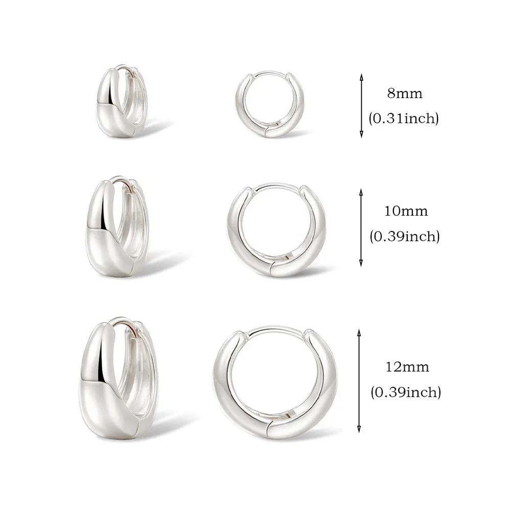 3Pairs Small Chunky Hoops Earrings 14K Gold Plated Minimalist Thick Lightweight WaterDrop Huggie Punk Unisex Rock Earring
