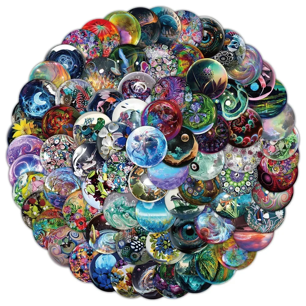 AliExpress 100PCS Cartoon Glass Ball World Graffiti Stickers for Helmet Bicycle Hand Account Pencil Case Decals LanLanStickersWorld