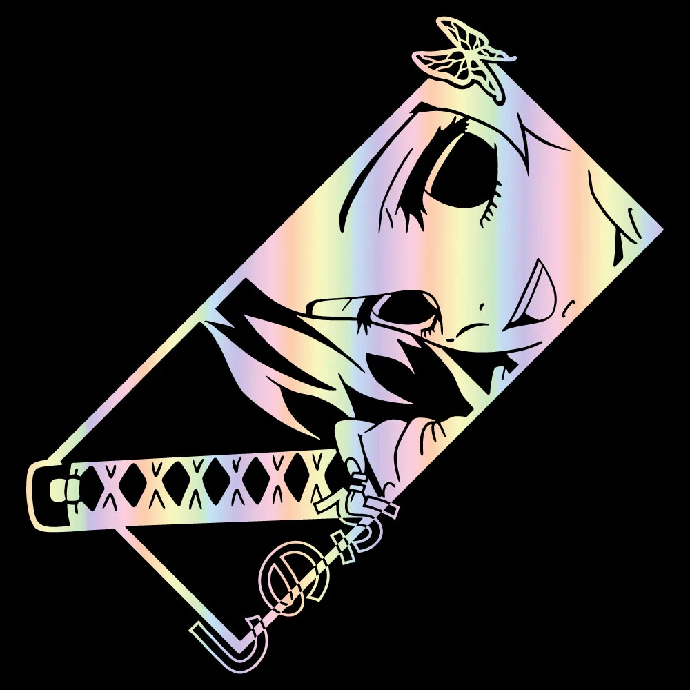 Anime Car Decals Butterfly Demon Vinyl Sticker Waterproof JDM Holographic Car Stickers Auto Decors for Bumper Rear Window Door