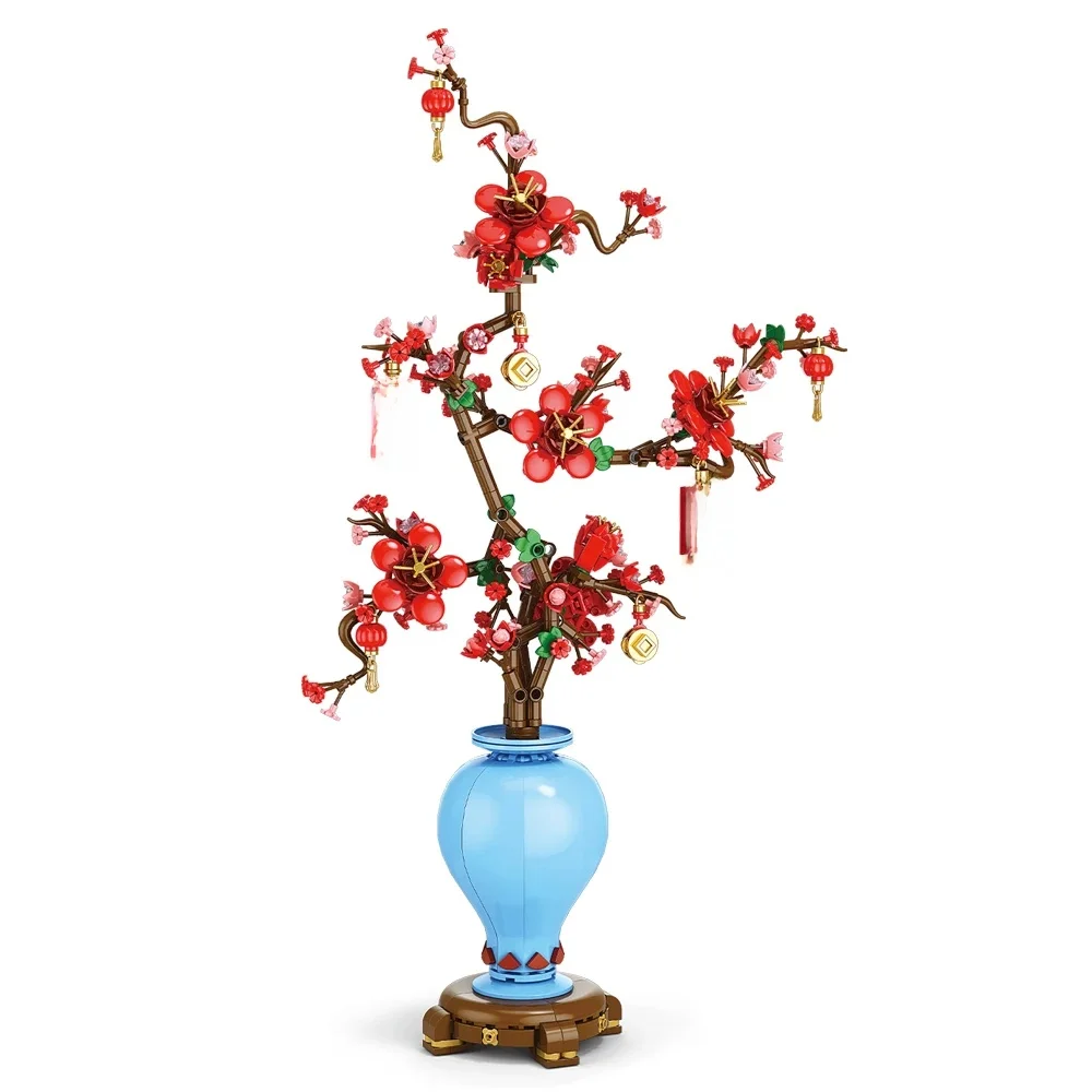 Stad Creativiteit Bloemboeket Pruimenbloesem Bonsai Potplant Bouwstenen Model Woondecoratie Speelgoed Voor Kinderen Cadeau ﻿ - afbeelding 2