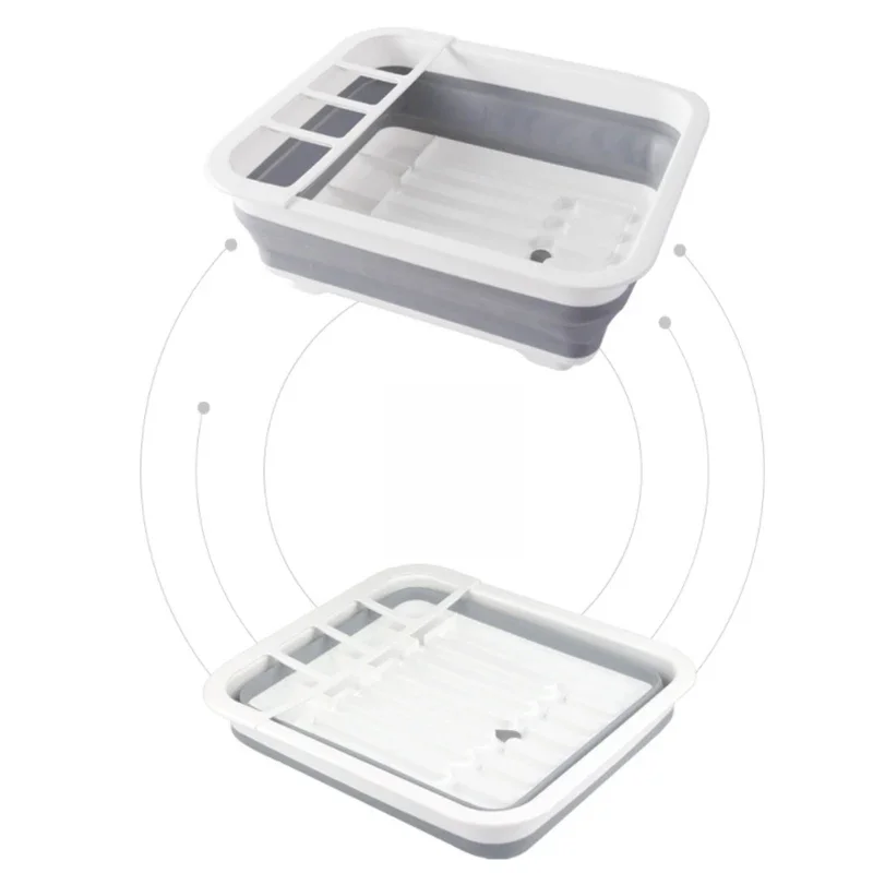 Porte-couverts pliable pour voiture de Camping, porte-vaisselle portable, conception d'évier en TPR, adapté aux camping-cars et aux caravanes, facile à nettoyer