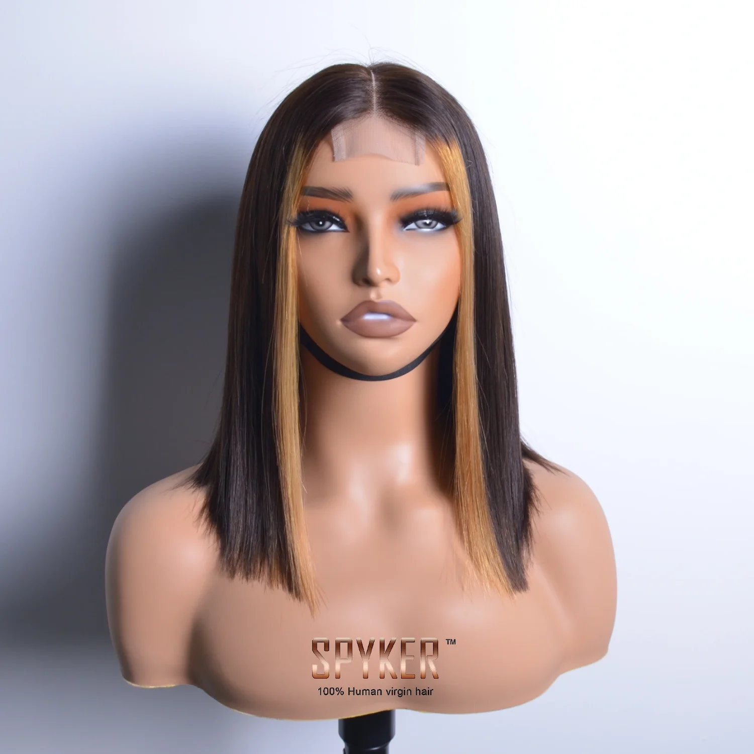 27/1B Highlight Color Deep Middle Part Blunt Cut Bob Glueless 2x6 Kim K Closure Lace Virgin Human Hair Wigs 1 SEC INSTALL WIG