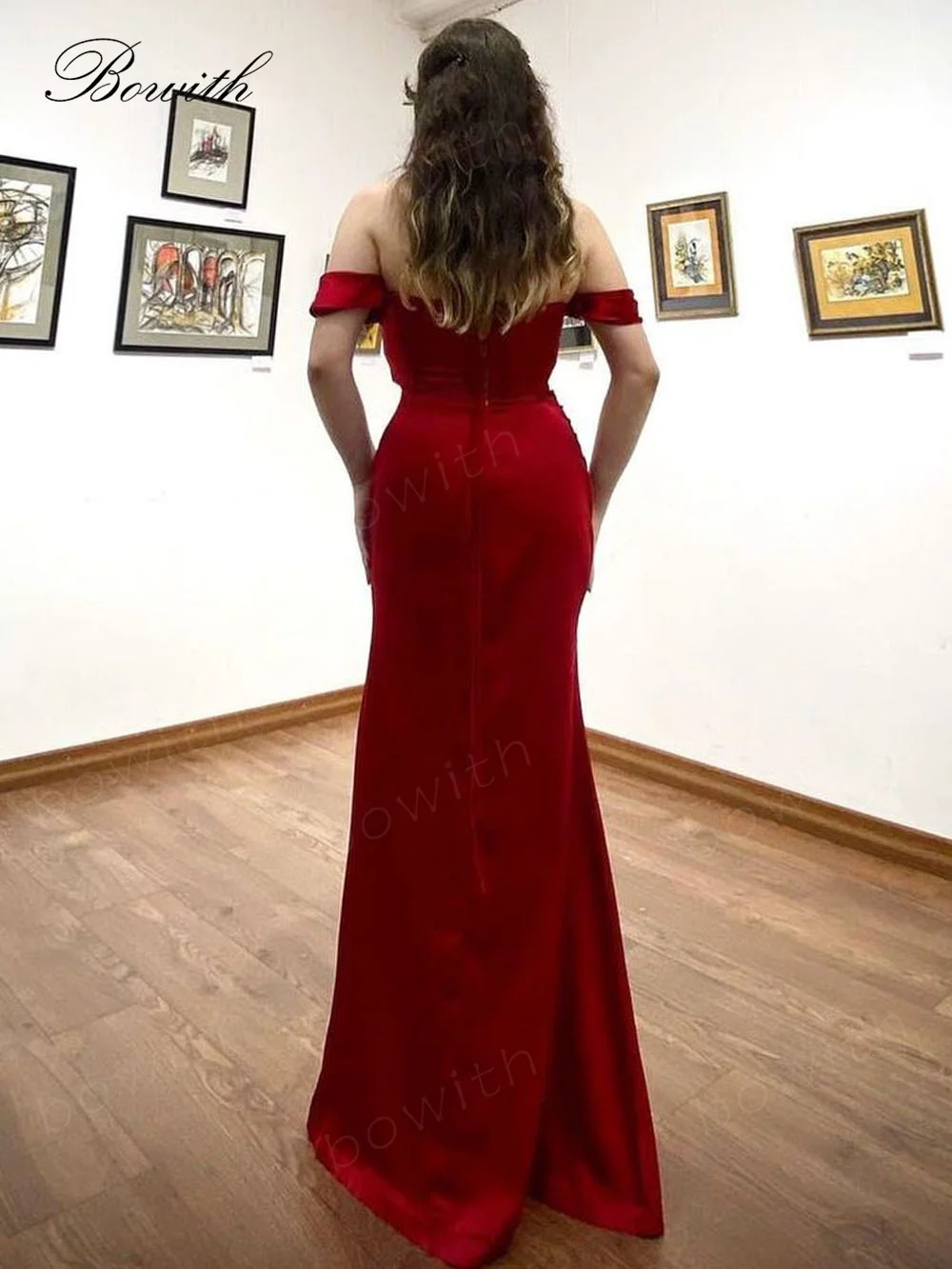 Bowith Off Shoulder Evening Party Dress Mermaid Red Luxury Dress for Gala Party Dress Women Elegant vestidos de fiesta