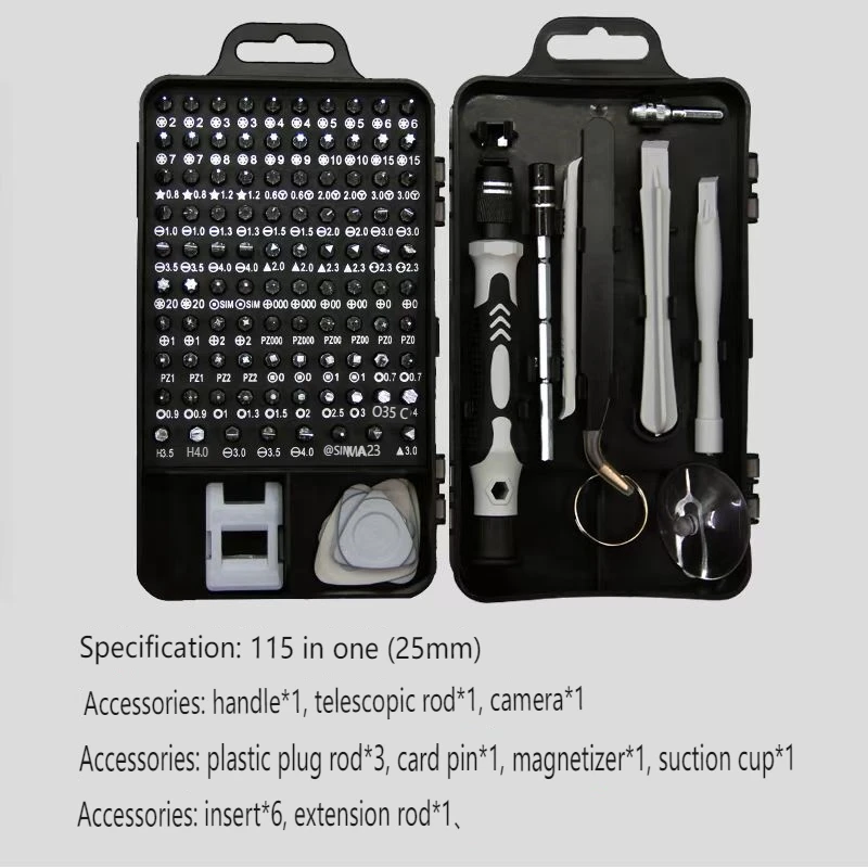 115 IN 1 Precision Magnetic Screwdriver Set Electronics Repair Kit for Laptops Phones DIY Projects with Portable Plastic Case