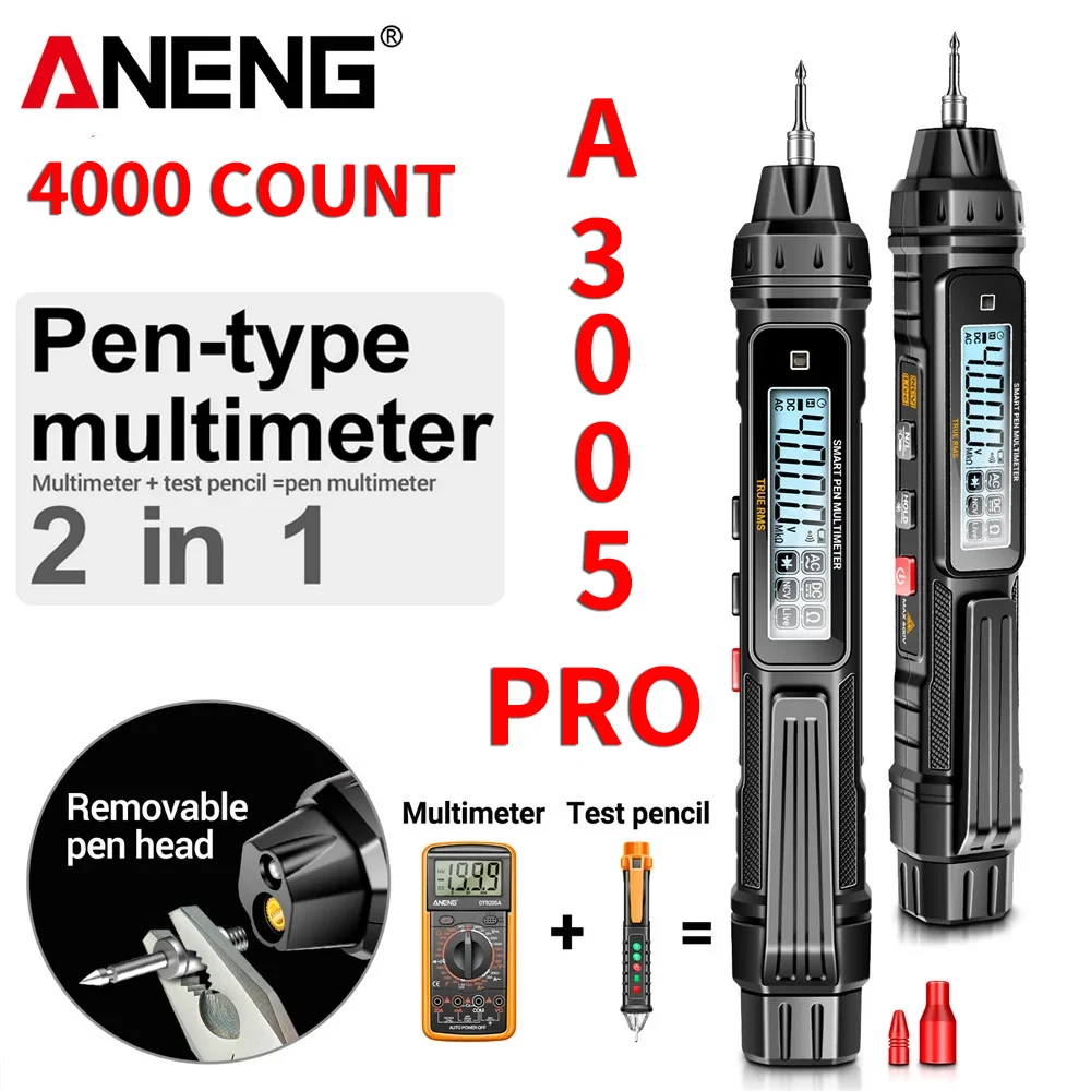 ANENG A3005 PRO Digital Multimeter Pen Type 4000 Professional Meter Non-Contact Auto AC/DC Voltage Ohm Diode Tester For Tool