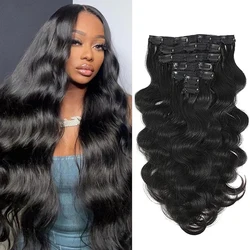 Body Wave 100% Clip brasiliana nelle estensioni dei capelli capelli umani 8 pezzi Remy Hair Extensions Clip ins per le donne con 18Clip 120g