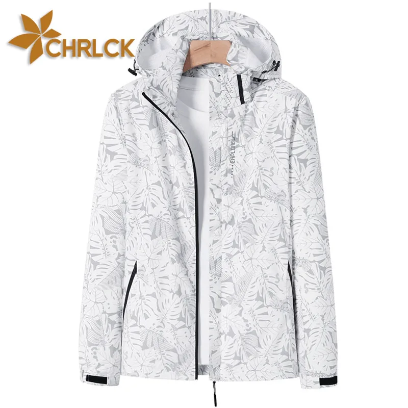 CHRLCK Women\'s Camouflage Waterproof Hiking Jacket Reflective Windproof Running Jacket Antifouling Fishing Hunting Trekking Coat