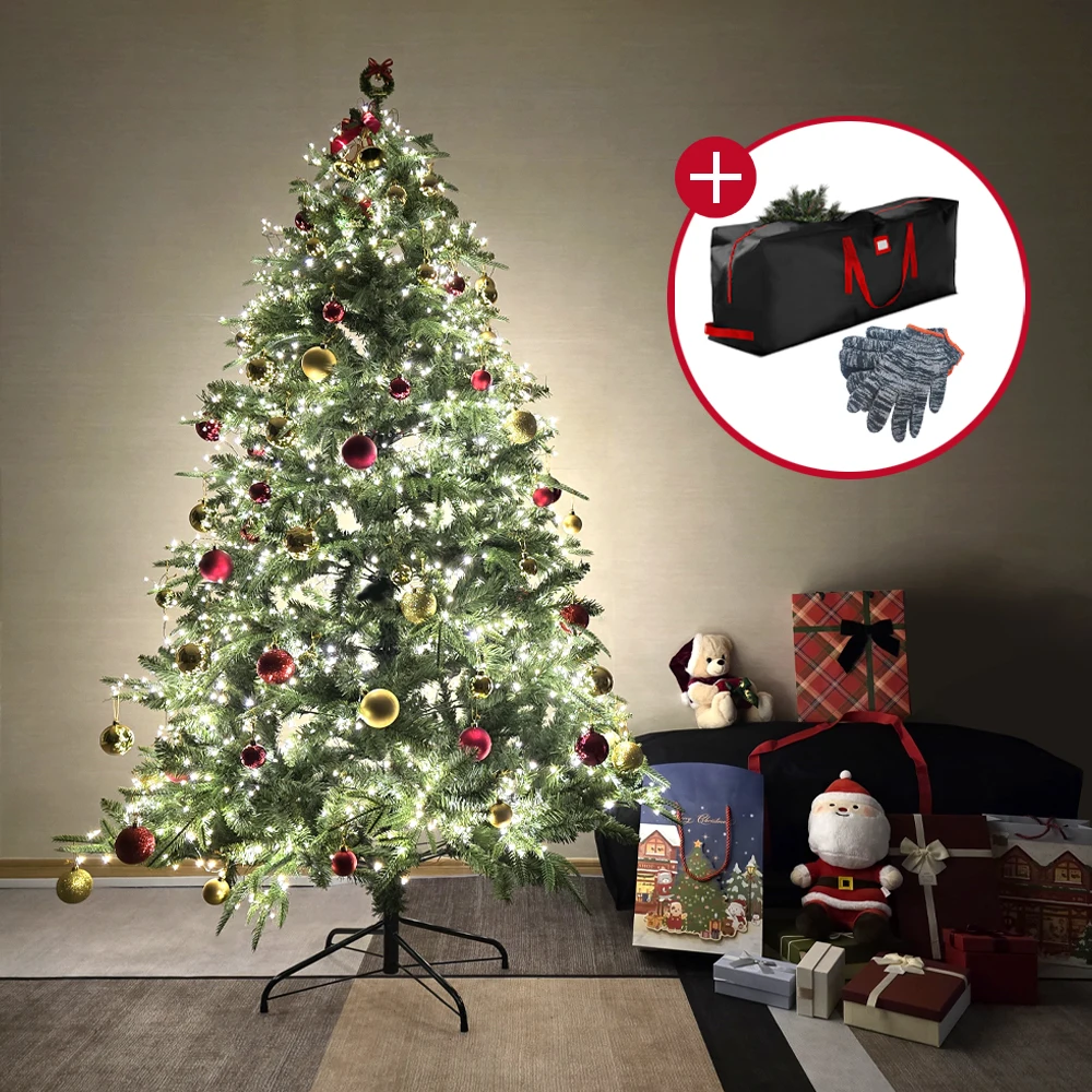 DIY PE Artificial Christmas Tree with Ornaments and LED Lights for Home  Full Decoration Luxury Xmas Encrypted Pine Premium PE&PVC Christmas Tree 2024 kids Gifts