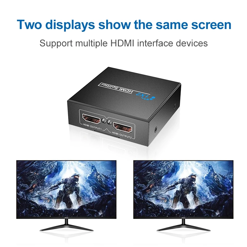 1080P HDMI Splitter 1 Input 2 Output Full HD 1080P Video HDMI Splitter Switcher 1X2 Split 1 In 2 Out For HDTV DVD PS3 Video