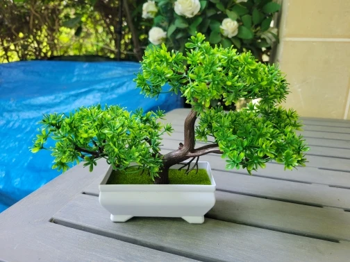 Artificial Plants Potted Bonsai Green Small Tree Plants Fake Flowers Potted Ornaments for Home Garden Decor Party Hotel Decor photo review