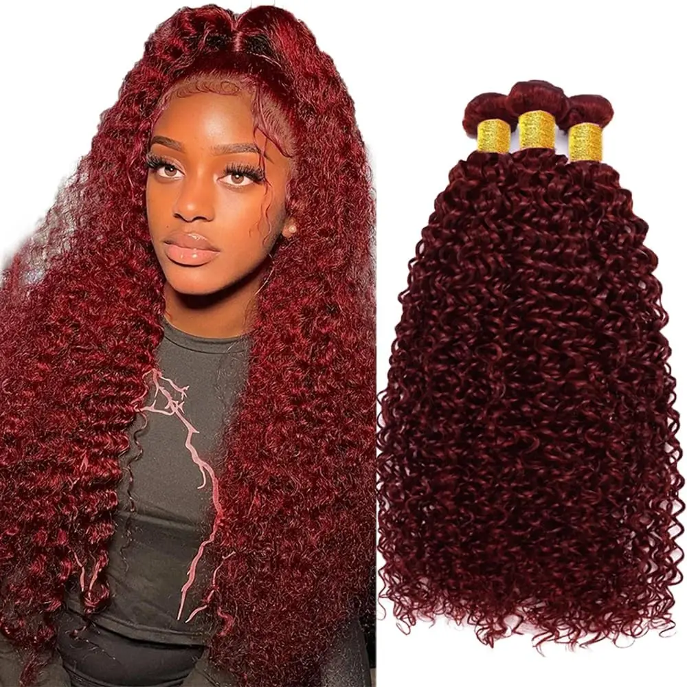 Deep Wave Burgundy 99J Human Hair Bundles Unprocessed Brazilian Virgin Hair Bundles Natural Color Burgundy 99J Human Hair