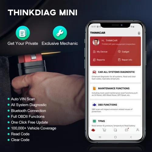 Imagen 2 del producto THINKCAR THINKDIAG Mini herramienta de diagnóstico de coche OBD2 herramientas de escáner Bluetooth todos los coches sistema completo de diagnóstico lector de código gratuito de por vida