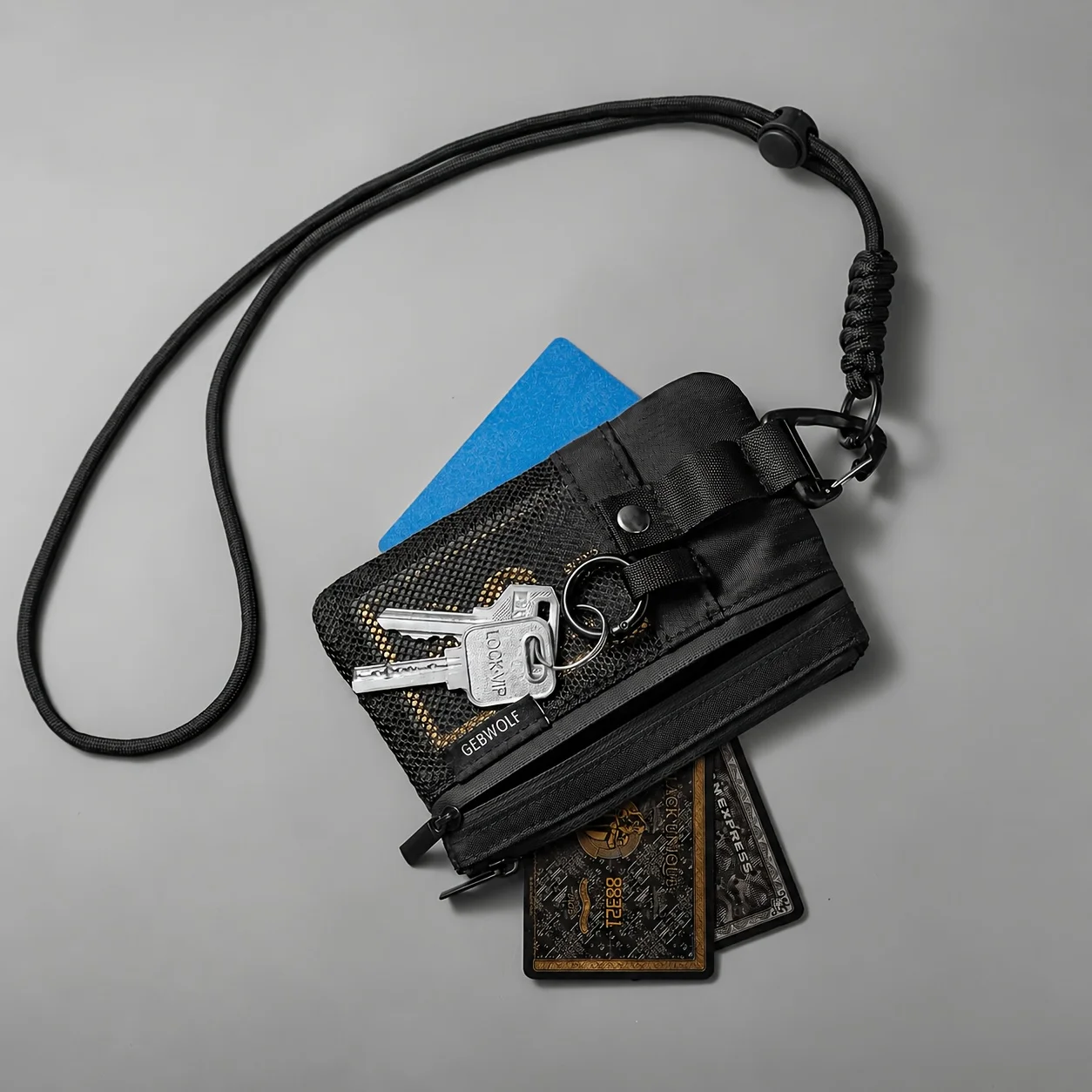1pcs Minimalist RFID Anti-Theft Wallet with ID Window and Lanyard Keychain, Storable for Cards and Cash