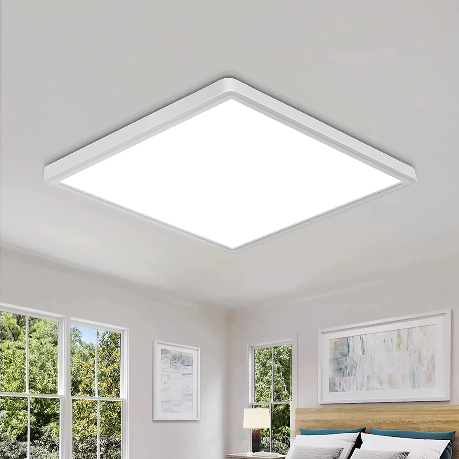 LED Ceiling Light,Ceiling Light Fixture 24W 2700LM IP45 Waterproof Bathroom Ceiling Light，Ceiling Lamp 6500K for Bedroom