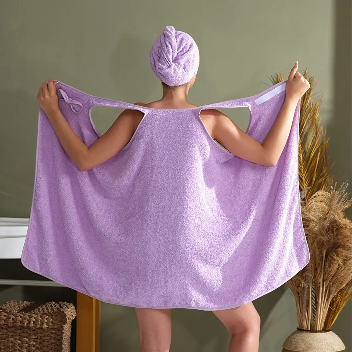 Peignoir suspendu et Bonnet de serviette, ensemble de Sauna, robe de plage, séchage facile, coton absorbant, Design d'eau