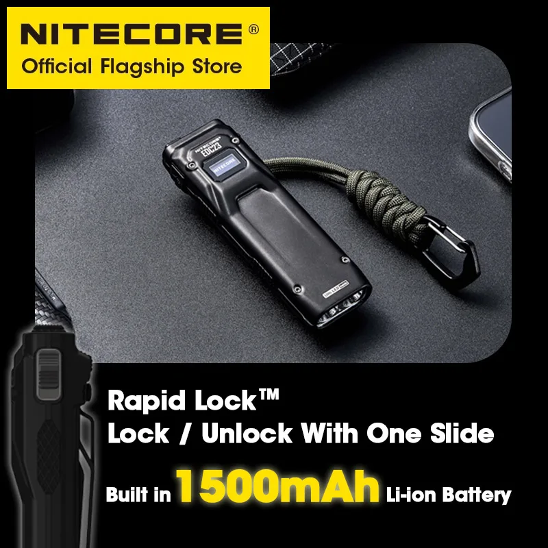 NITECORE EDC23 Ultra Slim EDC Flashight 2500 Lumens USB-C Rechargeable Pocket Small Tactical Troch Light Built-in Li-ion Battery