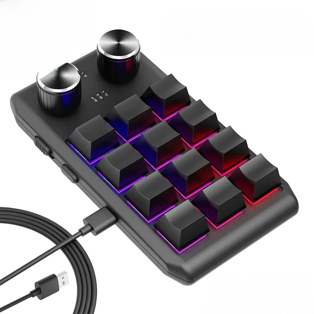 Programmierung Makro Benutzerdefinierte 2-Knopf-Bluetooth-Tastatur RGB 12-Tasten-Kopieren Einfügen Mini-Taste Gaming-Tastatur Mechanisches Hotswap-Macropad