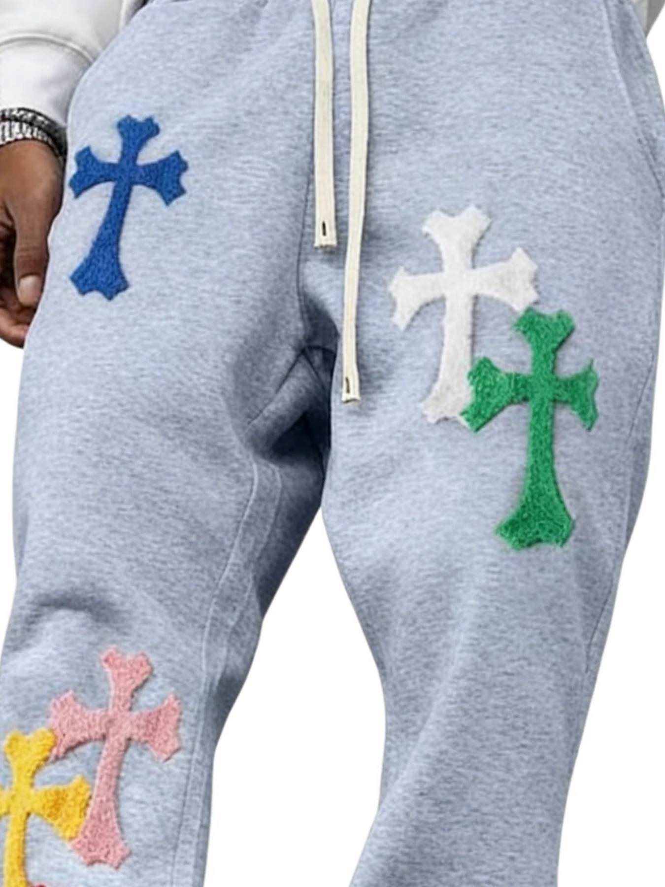 

Fashion loose pants custom men's high-waist straight striped sweatpants cotton fleece joggers casual high-waist sweatpants