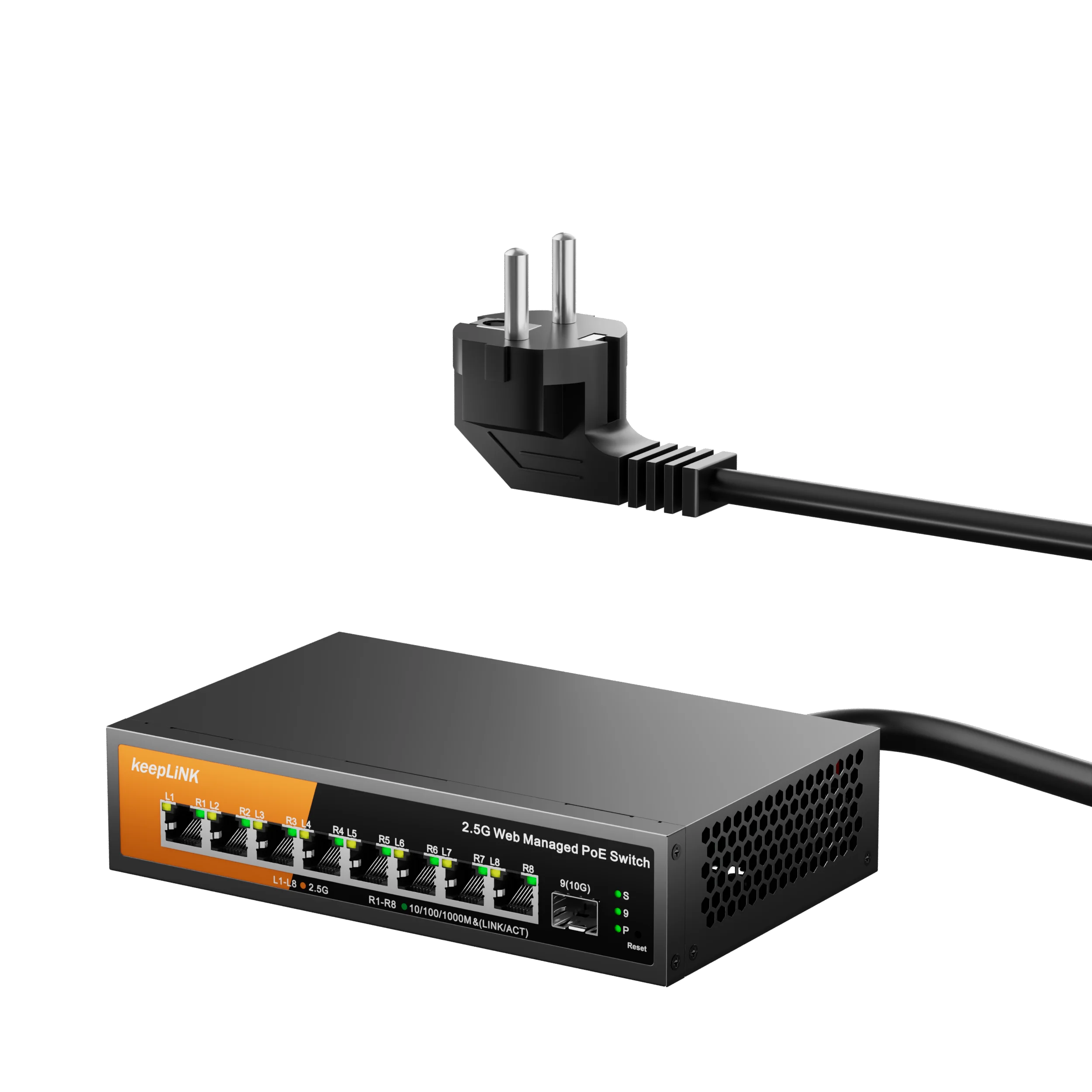 KeepLiNK 9-Port Multi-Gig Web-Managed PoE Ethernet Switch mit 8 x 2,5Gb PoE + 1 x SFP+ für Uplink