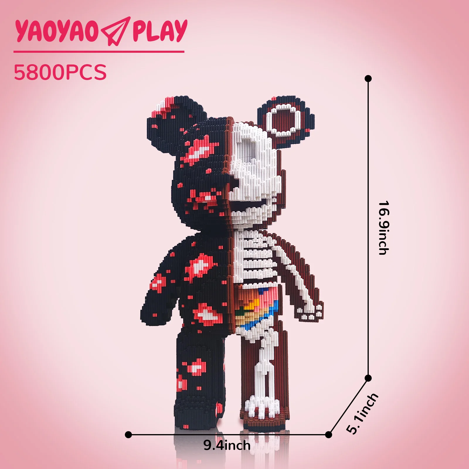 Boom Boom Bear – إصدار كبير (متوسط) - 5800 قطعة من لعبة الطوب المعيارية DIY، هدية مثالية للمراهقين والبالغين