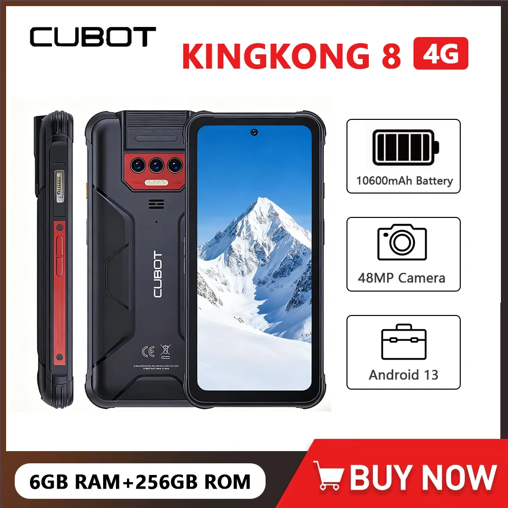 Cubot KingKong 8 Smartphone robuste 4G Android 13 Octa Core 6GB + 256GB 6.528 pouces FHD tlphone portable 10600mAh batterie 48MP camra NFC