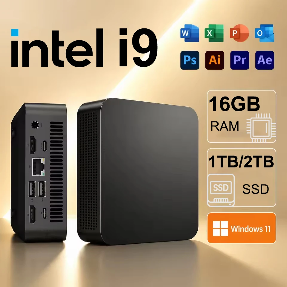 Mini PC Portátil 2026 con Windows 11, Intel Core i9 8950HK/i3 6100U, 16GB, 1TB, WiFi de Doble Banda, 6 Núcleos, Mini Computadora de Escritorio para Juegos