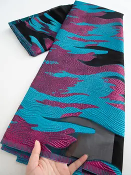 尼日利亞錦緞蕾絲布料 非洲提花法式鍍金蕾絲晚禮服 高品質 女式縫紉 5碼 4561 8 最佳銷售 尼日利亞錦緞布料 - №2