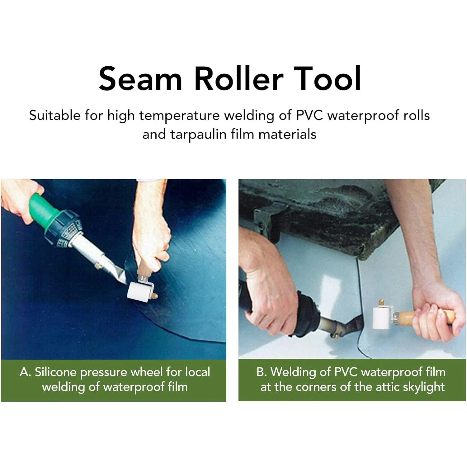 WELDY 30mm PTFE Seam Pressure Roller for Roofing PVC/ TPO/ EPDM Hand Press Tool