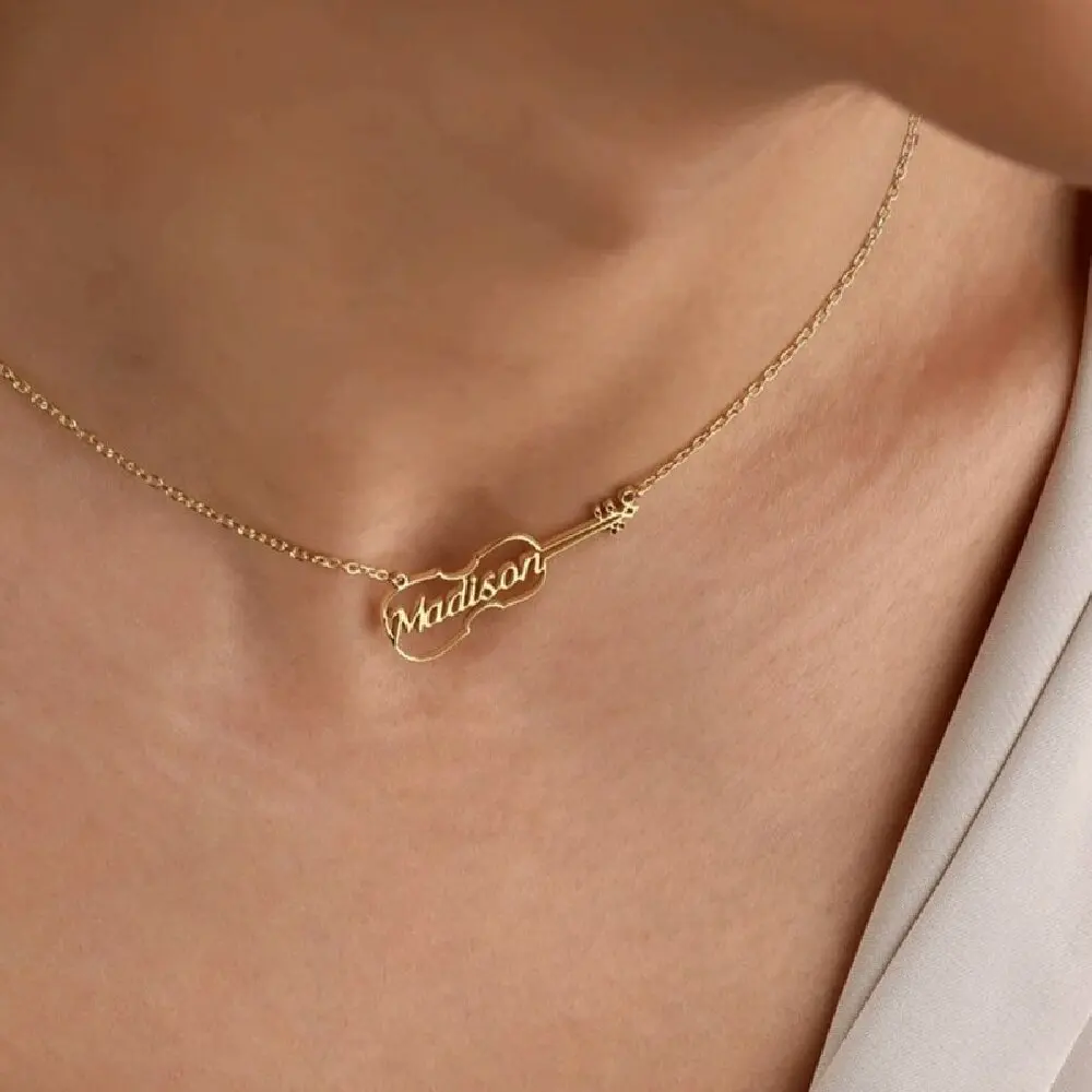 Custom Violin Name Necklace Personalized Pendant Jewelry Gift for Music Lovers & Music Teachers