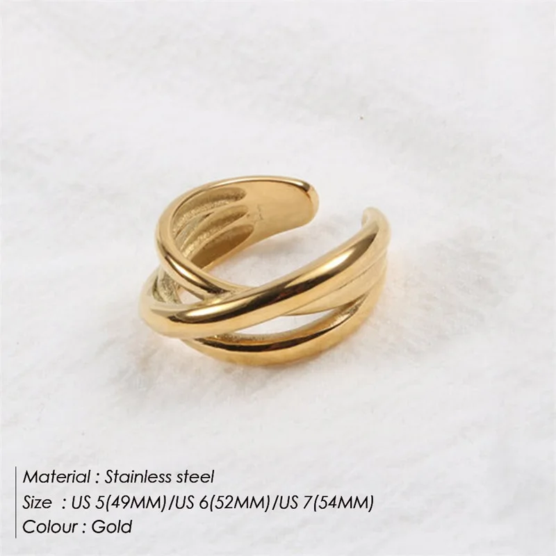 Design Opening Multi-Layered Women's Ring Personalized 18K Gold Stainless Steel Women's Ring Best Holiday Gift For Girlfriend