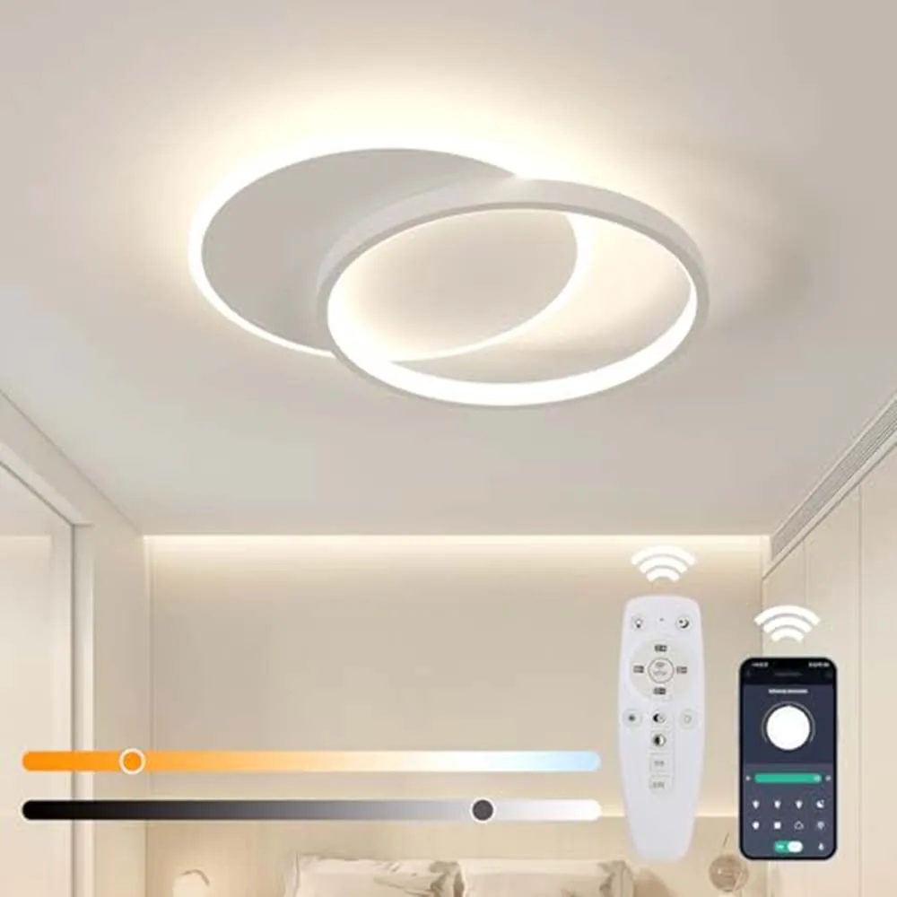 Ściemnialna lampa sufitowa, 32W 3200LM, lampy sufitowe ze sterowaniem pilotem/aplikacją, okrągły klosz, żyrandol do biura, jadalni, sypialni, oświetlenie dekoracyjne.