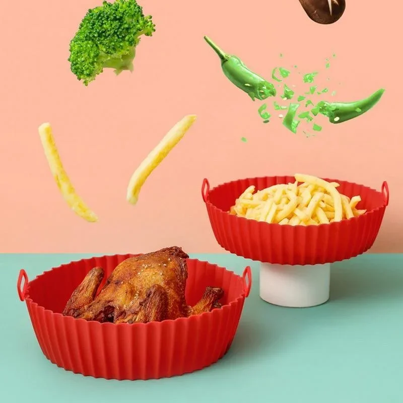 

Silicone Basket Pot Tray Airfryer Liner for Air Fryer Reusable Container Accessories Pan Baking Mold Protector Kitchen Gadgets