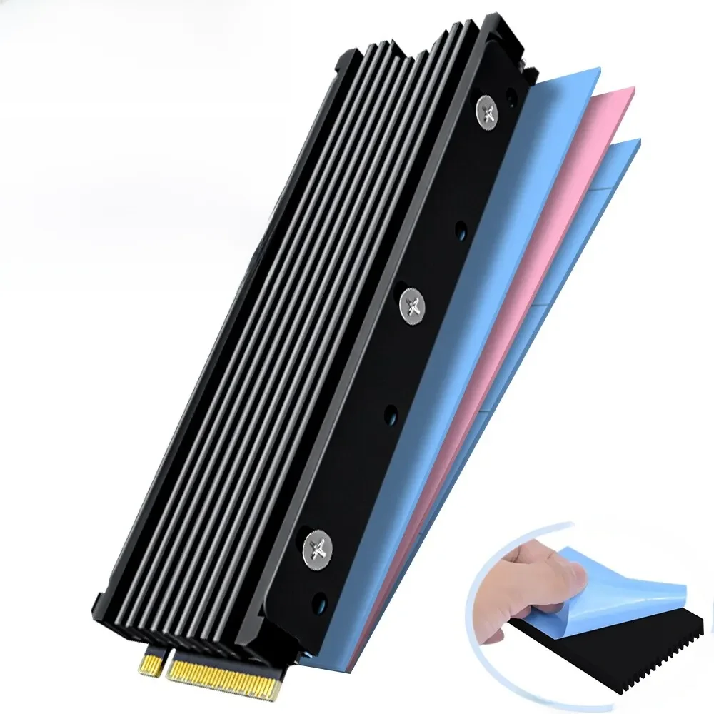 JEYI M.2 2280 SSD Heatsink Support PS5 PC, NVME NGFF 2280 SSD Double-Sided Heat Sink Cooling with Thermal Silicone Pads Cooler