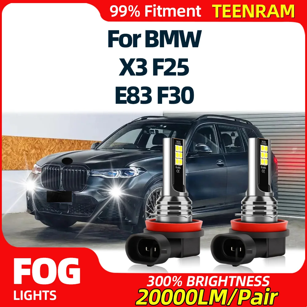 

60W 20000LM Car Fog Lights Bulbs 6000K Cold White Super Bright Auto Fog Lamps 12V 24V Plug And Play For BMW X3 F25 E83 F30