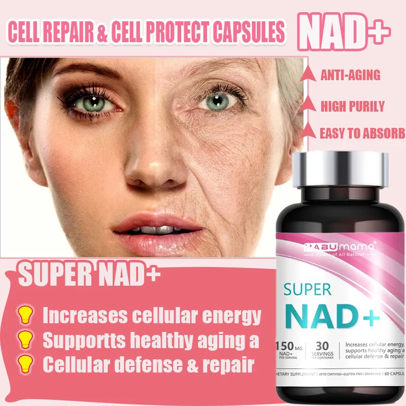 HABUMAMA NAD+ Booster, Anti Aging Cell Booster, Nicotinamide Riboside Alternative, Natural Energy, Longevity & Cellular Health