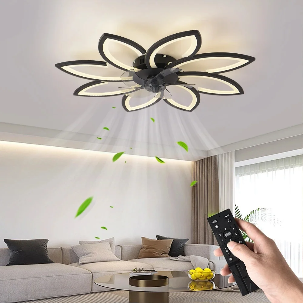Bloemblaadjes LED-plafondlamp Plafondventilatoren met licht Slaapkamer Eettafel Fan Lamp Ventilator Afstandsbediening Lichtpunt - afbeelding 2