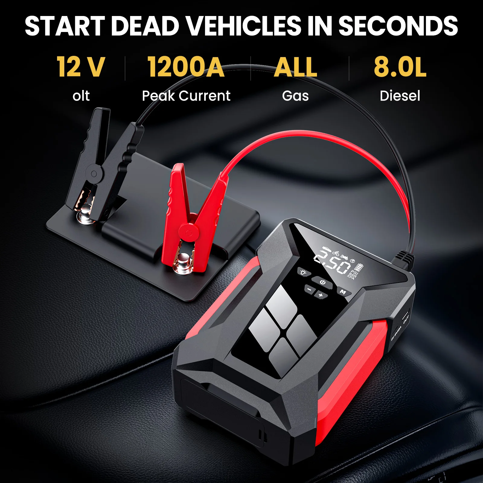 28000mAh Car Jump Starter Multifunctional Automotive Energy Power 150PSI fire Inflator Powerbank Air Pump With Bag