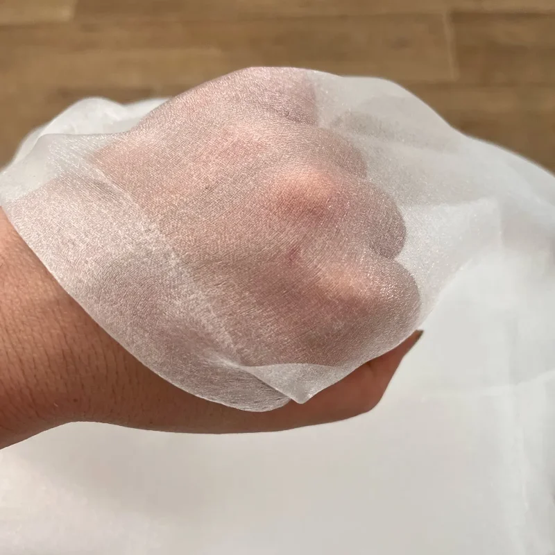 White Organza Voile Sheer Fabric - Shimmering, See-Through, and Sold by the Meter - Ideal Material for Sewing and Crafts