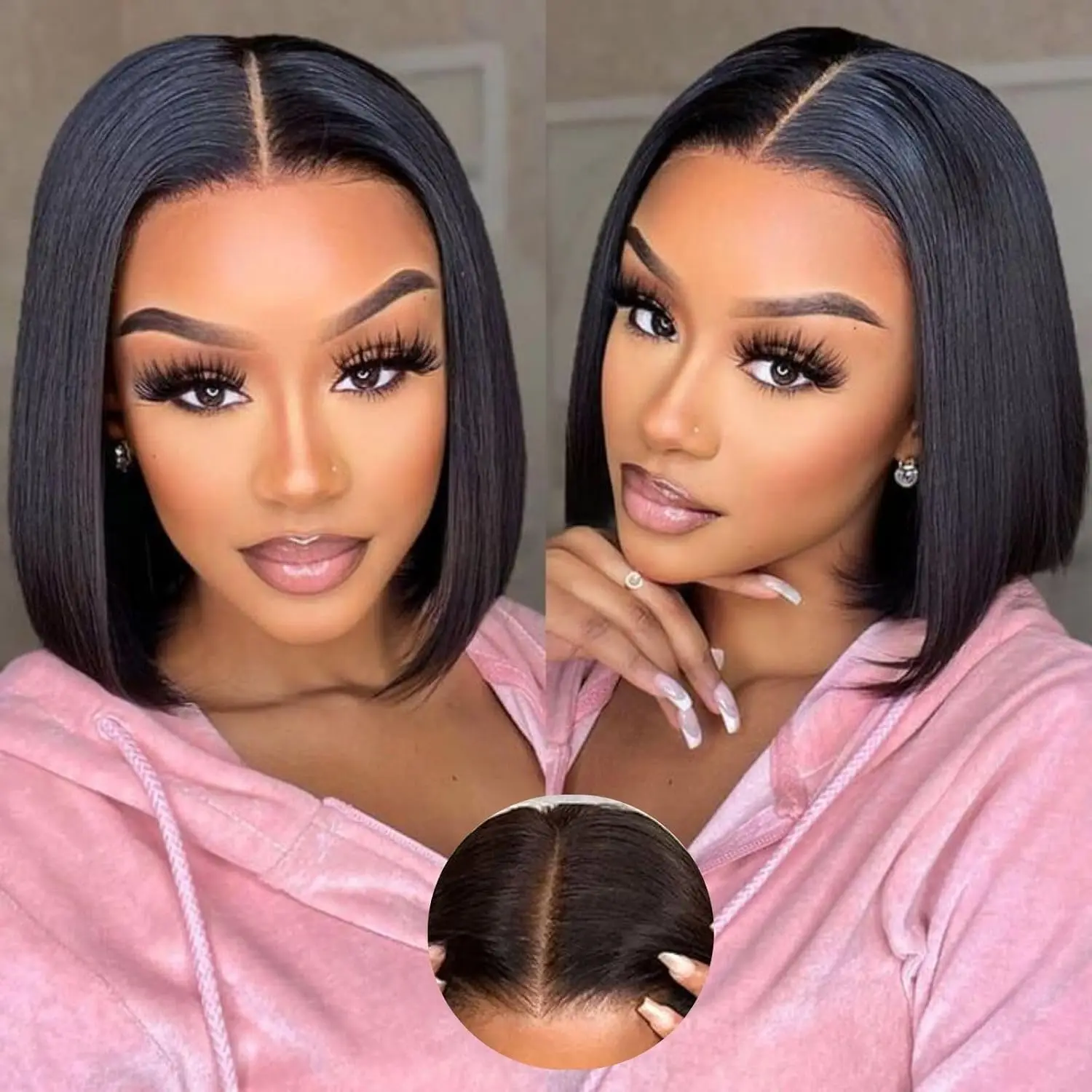 13x4 HD Lace Frontal Straight Bob Wig Pre Plucked Human Hair Wigs Brazilian Straight Short 4x4 Bob Closure Wigs For Women