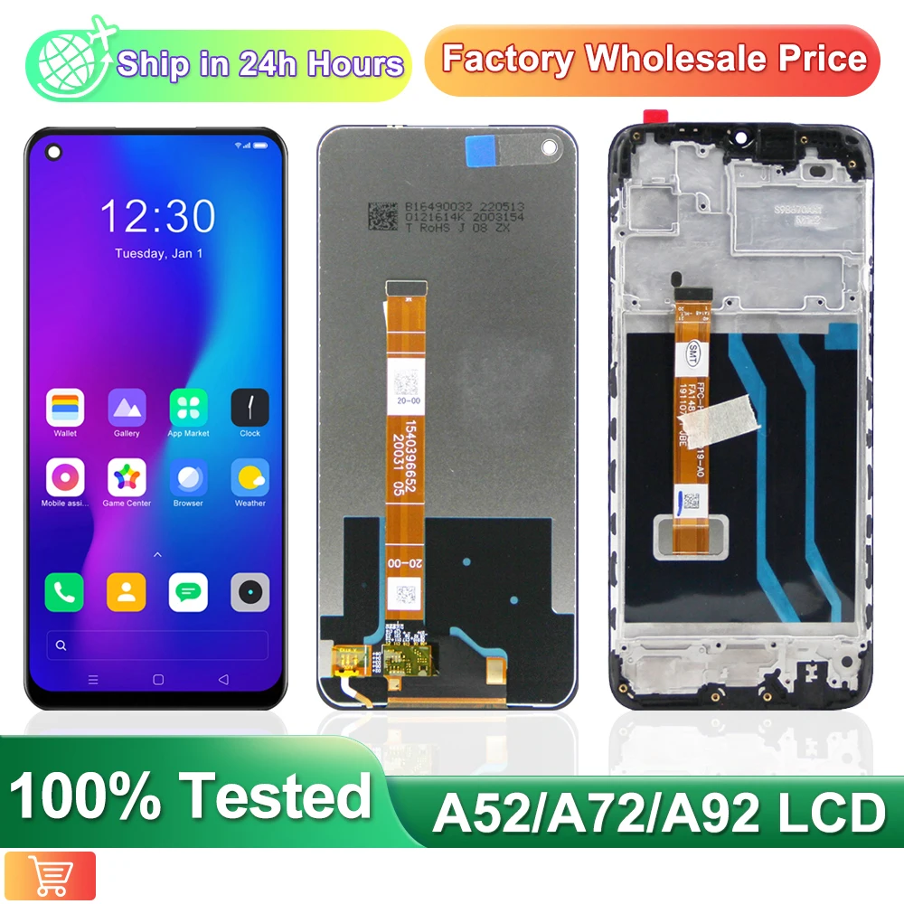 Display for Oppo A72 A92 LCD Display Replacement+Touch Screen Digitizer,For Oppo A52 CPH2059 CPH2067 CPH2069 Display,with Frame