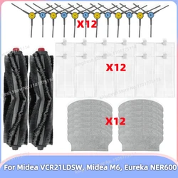 Compatibel met Midea VCR21LDSW / Midea M6 / Eureka NER600 Vervangingsonderdelen voor robotstofzuiger Hoofdborstel Zijborstel HEPA-filter Dweilpad Accessoires