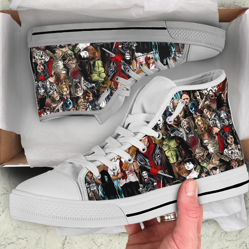 Instant arts Halloween Themen Horror Charaktere High Top Canvas Schuhe Casual Männer Schnür Flats Sneaker Vulkan isieren Schuhe für Männer